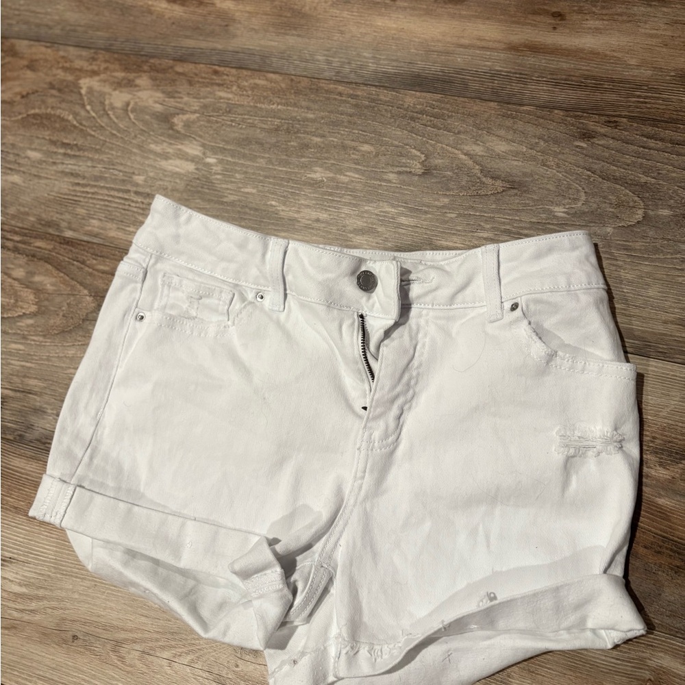 Time and Tru White Jean Shorts with Cuffed Hem